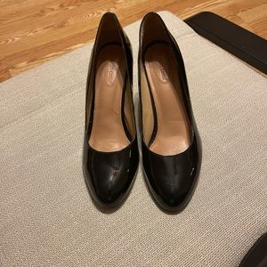 Black patent heels